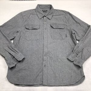 EDDIE BAUER Flannel Chamois Shirt Men L Gray Heavy Shacket Weight Outdoor GORP